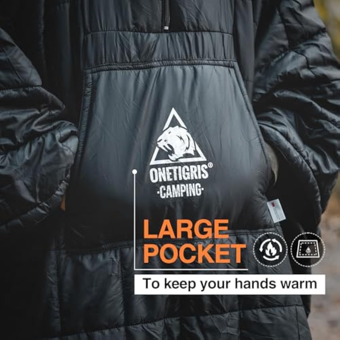 OneTigris Camping Blanket Poncho with Recycled 3M Thinsulate Insulation,Wearable Hoodie Blanket | Ultralight Water-Resistant Warm Camping Blanket for Outdoor, Hiking, Stadium