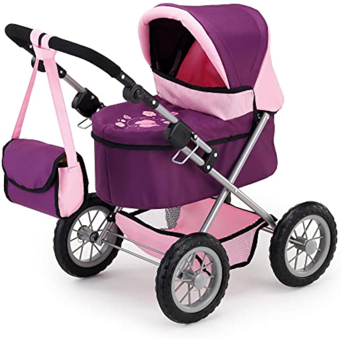 Bayer Design 13057AA Dolls Pram Trendy, stroller, foldable, height-adjustable handle, bag