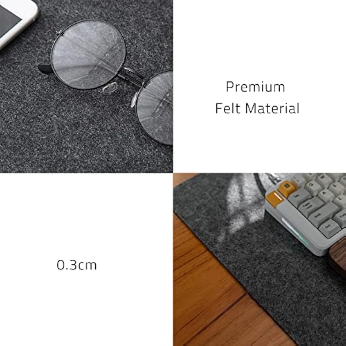 DawnTrees Desk Mat |100x40 cm Felt Desk Pad Protector | Office Felt Desk Mat | Keyboard Pad | Extra Large Mouse Pad… (Dark Grey)