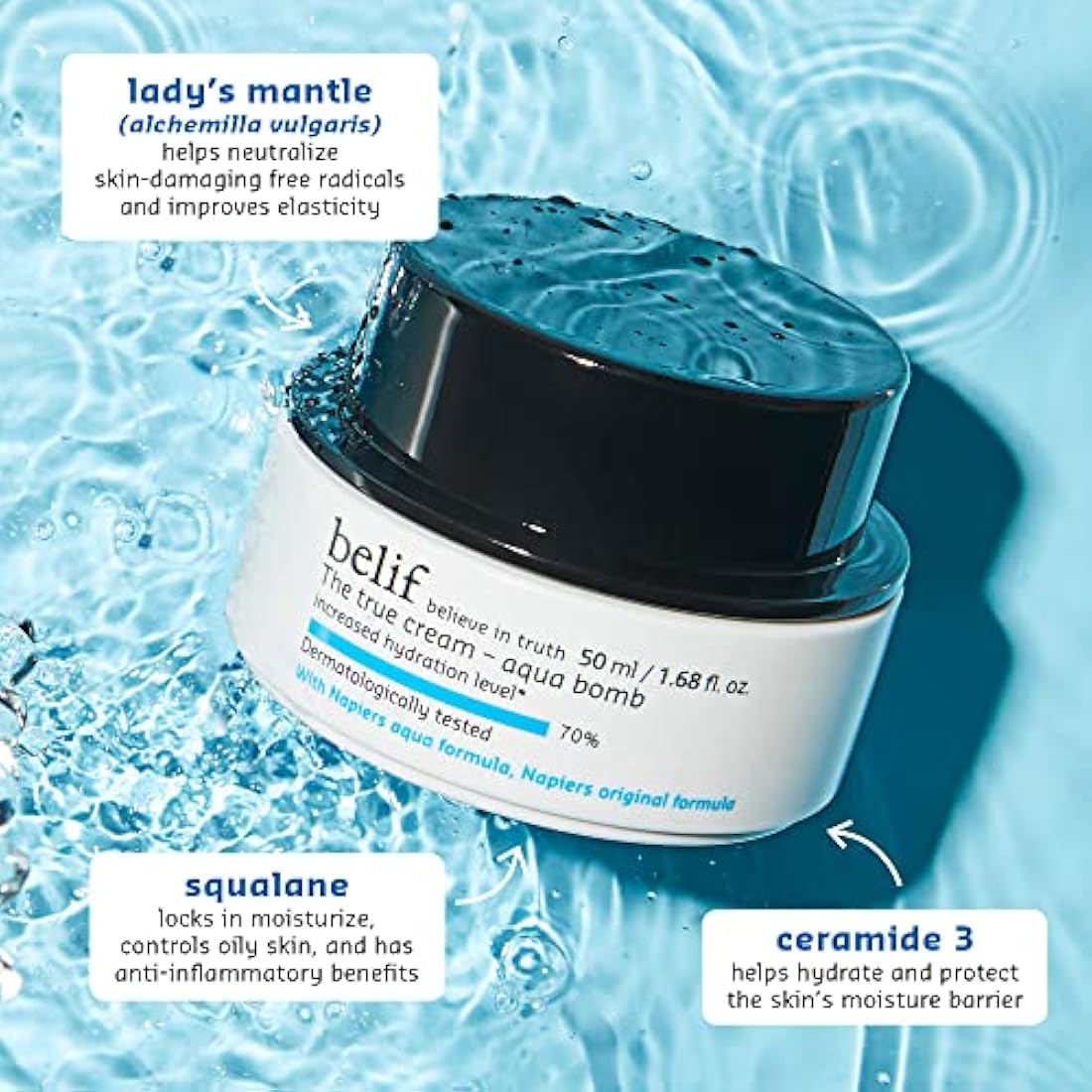 Belif the True Cream Aqua Bomb 50 ml Moisturising Cream for Combination with Oily Skin Face Cream, Hydration, Clean Beauty