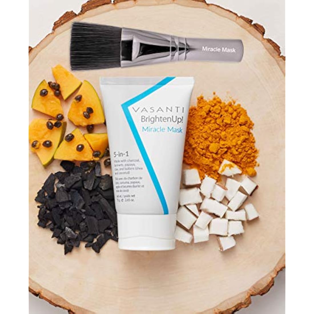 VASANTI Brighten Up! Miracle Mask - Hydrates Brightens Softens Skin Natural Paraben Free Vegan Facial Skincare