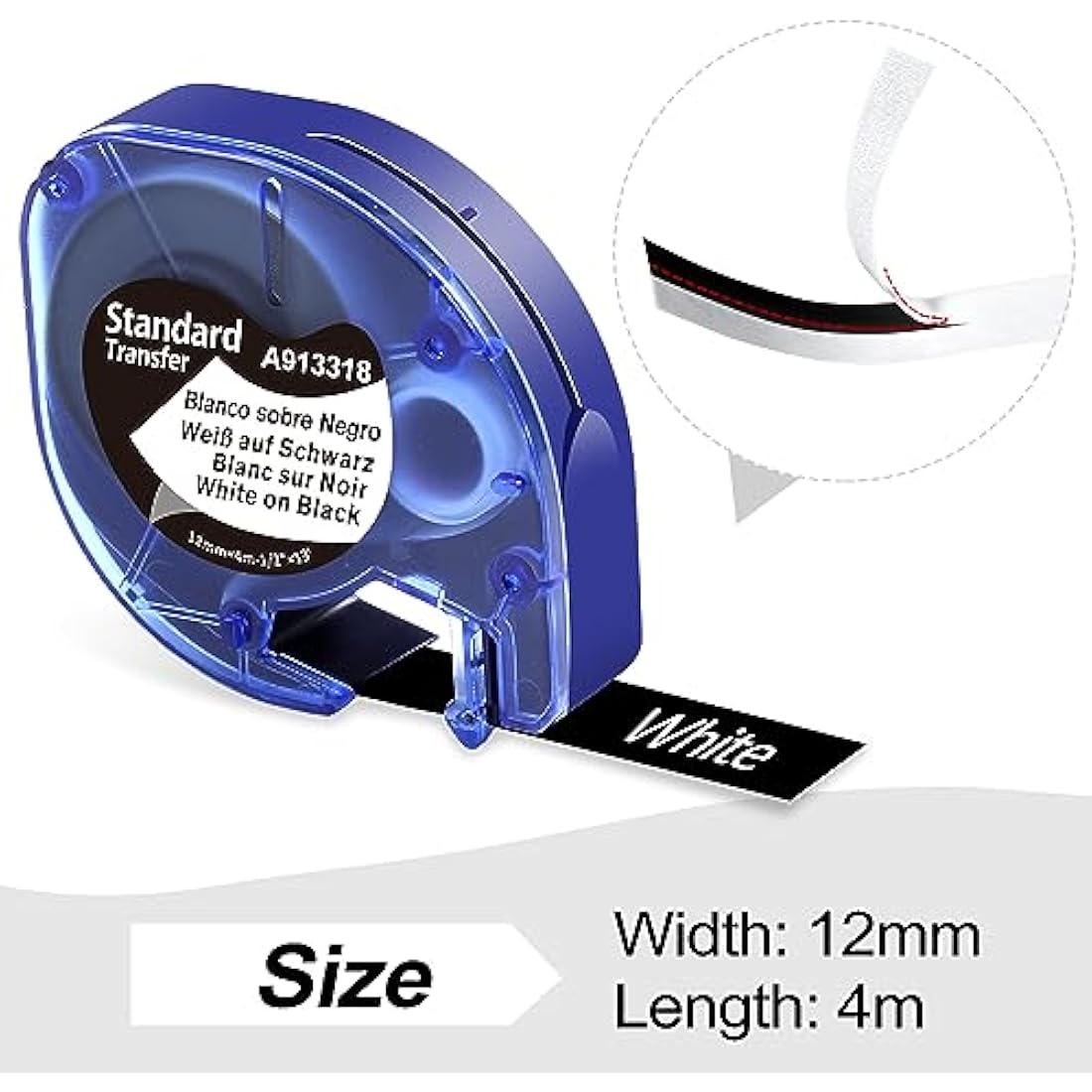 Wonfoucs Compatible with Dymo Letratag Label Tape White on Black 913318, Replacement for Dymo Plastic Label Tape for Dymo LT-100H LT-100T LT-110T 200B QX50 XR 2000 Label Maker Tape, 5-Pack