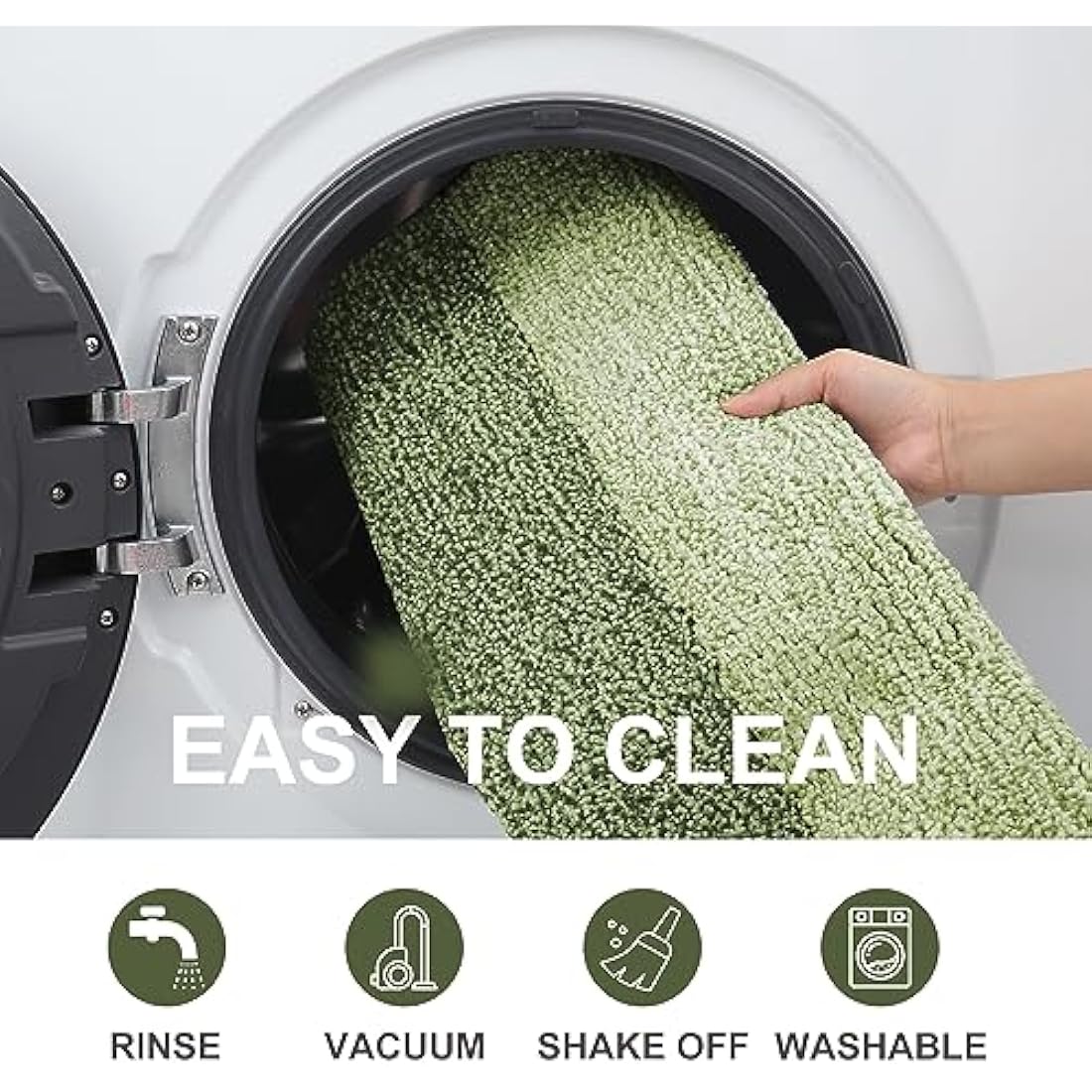Homaxy Door Mats Indoor, Machine Washable Soft Doormats, Dirt Trapper Super Absorbent Entrance Rug, Non-slip Floor Mats For Inside, Front Back Door, Pets and Dogs (60 X 90 cm, Green)
