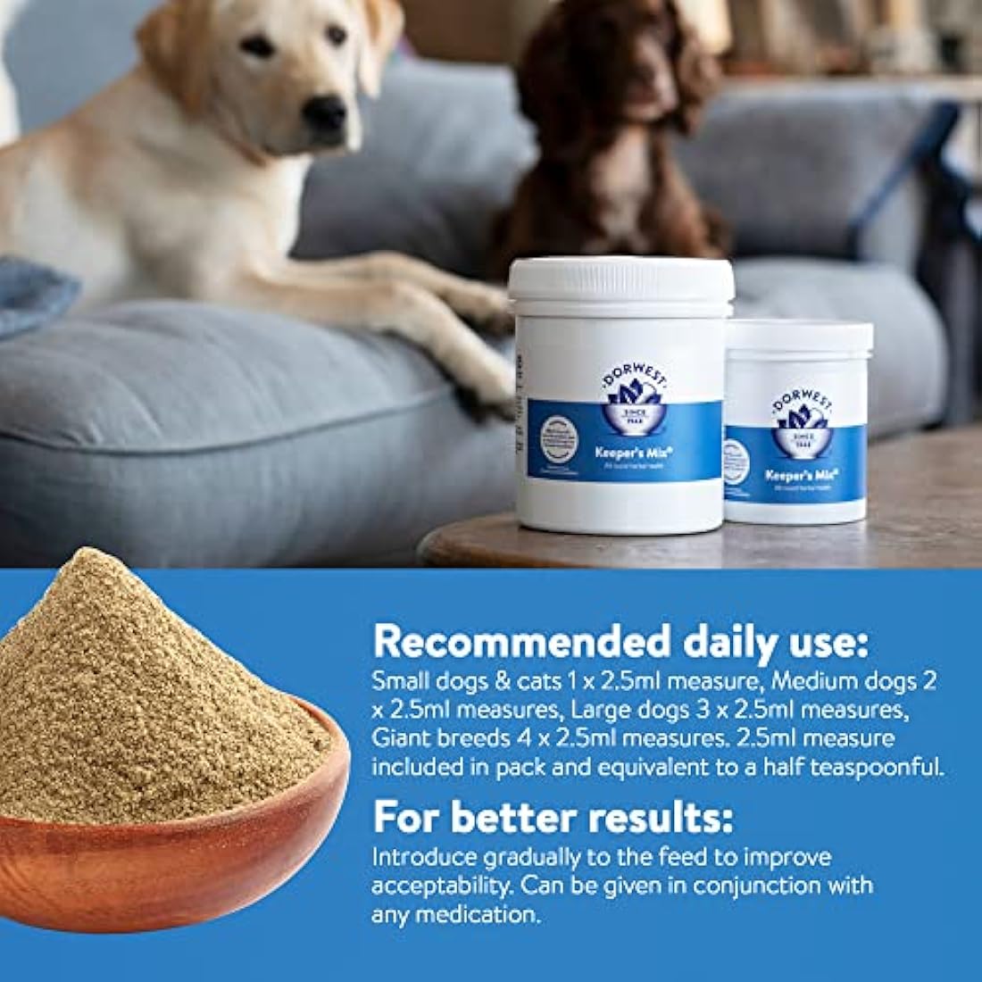 Dorwest Keeper’s Mix, 1kg, Herbal Health Supplement for Dogs and Cats, Natural Herbs, Vitamins, and Minerals – for Healthier Happier Pets