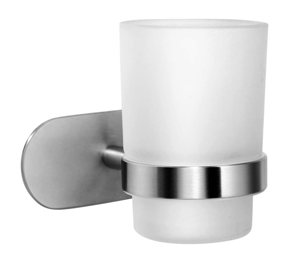 Ambrosya - Toothbrush holder without drilling - bathroom mug glass holder holder self-adhesive wall toothbrush cup (stainless steel (brushed)), Silver