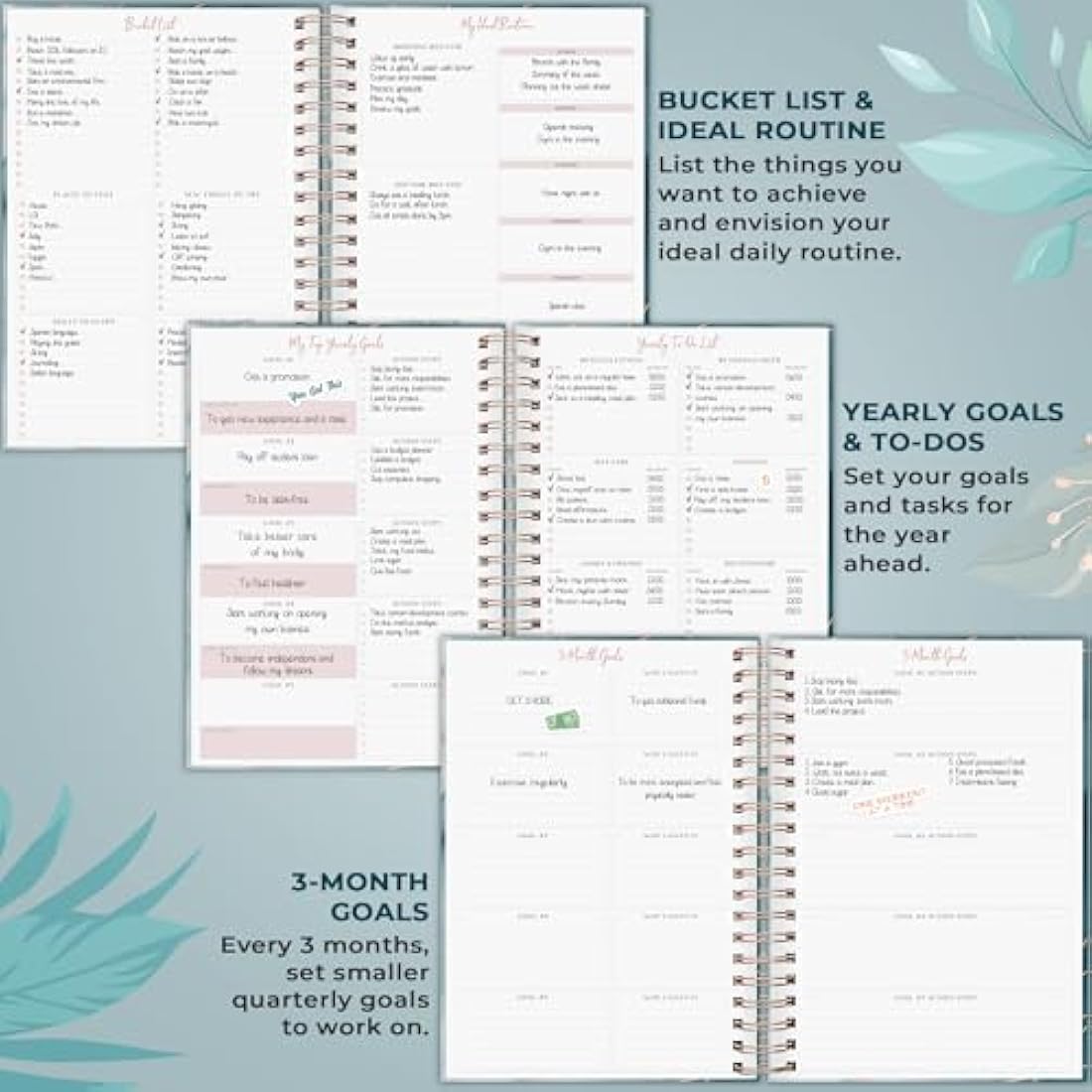 PLANBERRY Large Hourly Schedule Planner Premium – Undated Hourly Schedule & Budget Organizer for Time Management – Productivity Journal with Habit Tracker – 20 x 27cm Hardcover (Ocean Depths)