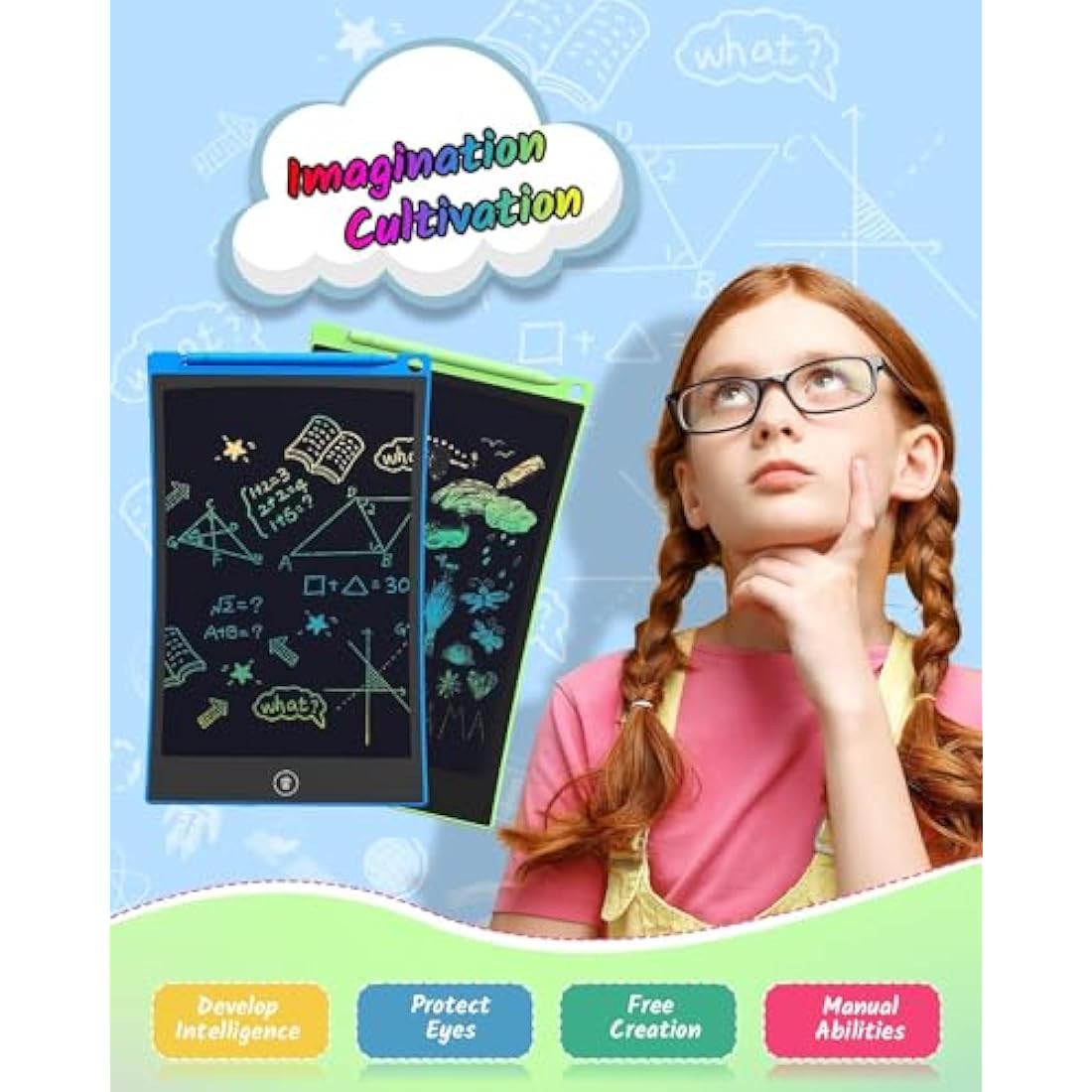 TECJOE 2 Pack LCD Writing Tablet, 8.5 Inch Colorful Doodle Board Drawing Tablet for Kids, Erasable Reusable Writing Drawing Pad, Learning Toys Gifts for 3 4 5 6 Years Old Boys and Girls Toddlers