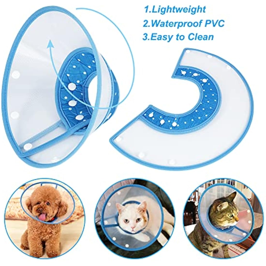Vivifying Pet Cone, Adjustable Cat Cone, 5.7-8 Inches Lightweight Elizabethan Collar for Puppies, Small Dogs and Cats (Blue)