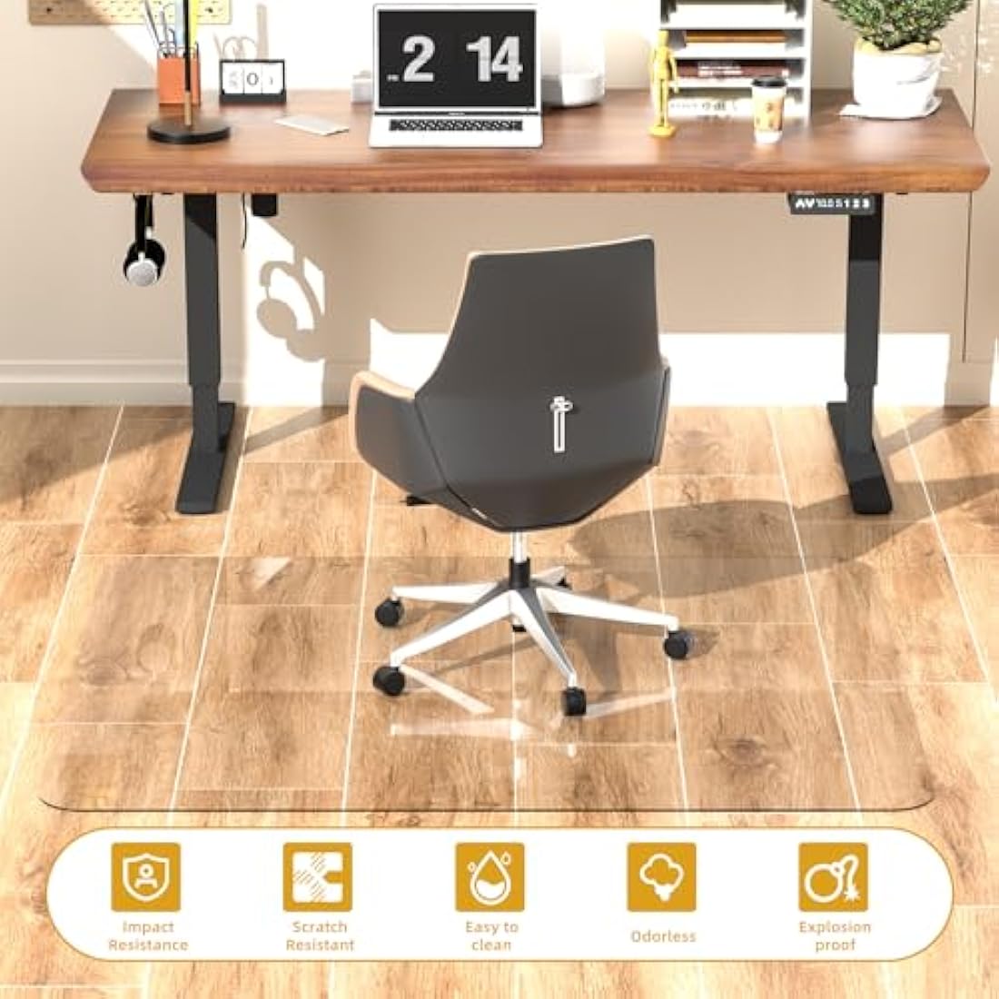 [Tempered Glass] 90cm x 120 cm Glass Chair Mat, Heavy 5mm Thick Premium Tempered Glass Duty Hard Glass Chair Mats for Office Chair on Carpet or Hard Floor with 4 Anti-Slip Pads Easy to Clean Odorless