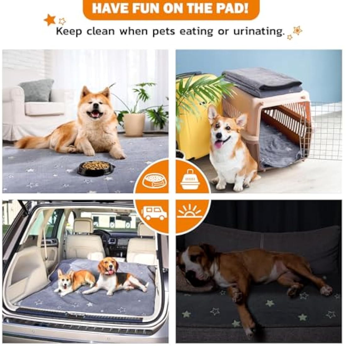 Washable Puppy Pads, 2 Packs Fast Absorption Reusable Puppy Pads, Dog Pee Pad, Waterproof Whelping Pads, Non-Slip Training Pads Pet Playpen Puppy Mat for Floor, Dog Crate -92x122cm