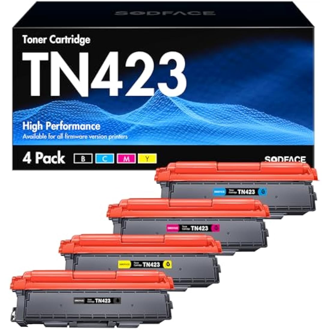 SODFACE TN423 TN-423 Toner Cartridge Compatible for Brother TN-423 TN423 toner for HL-L8260CDW HL-L8360CDW MFC-L8690CDW MFC-L8900CDW DCP-L8410CDW DCP-L8410CDN (Black Cyan Yellow Magenta, 4-Pack)