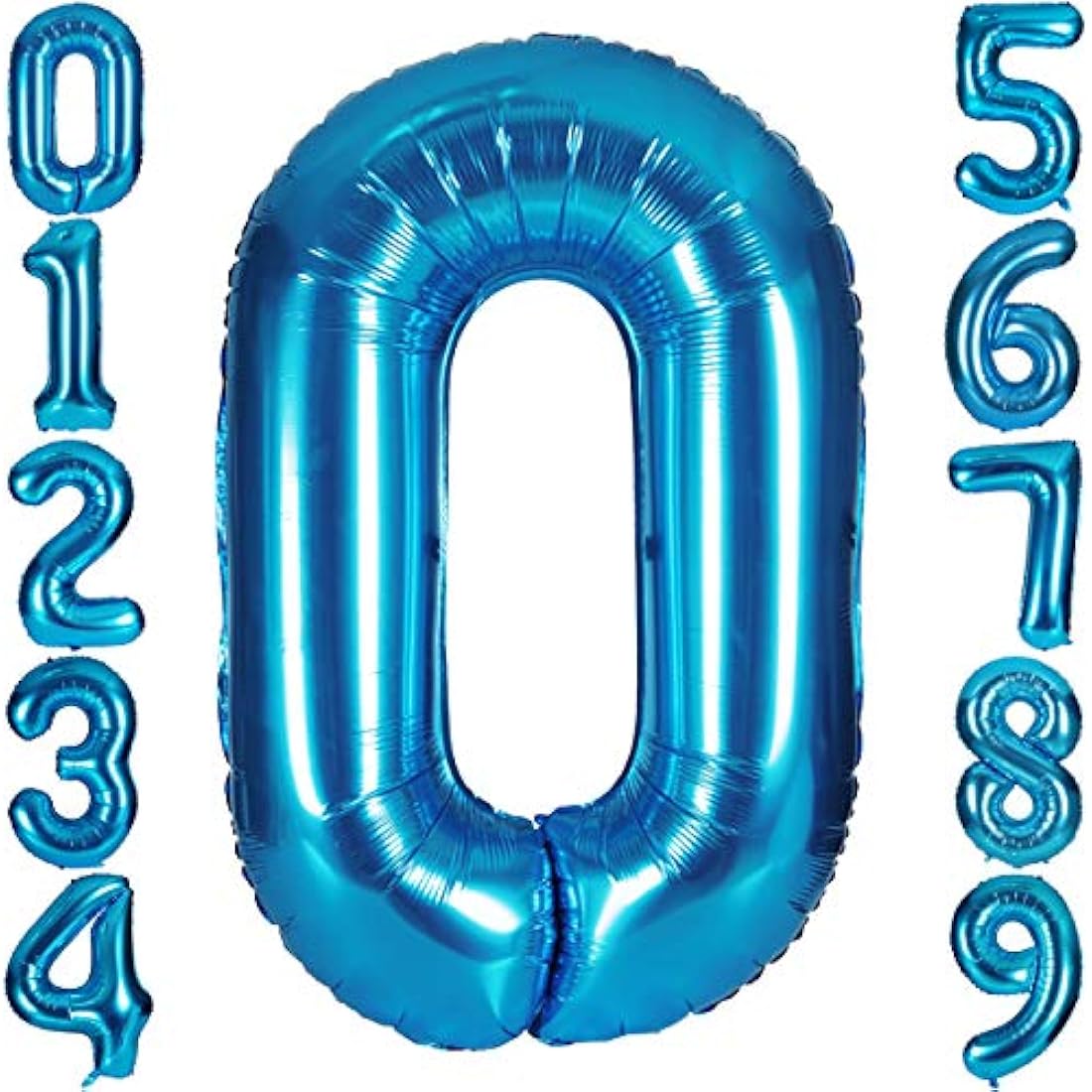 Blue 0 balloons 40 Inch Blue Number Large Balloons Mylar Foil Big Digital 0 1 2 3 4 5 6 7 8 9 Giant Helium Balloon Birthday Party Decoration （Blue No.0）