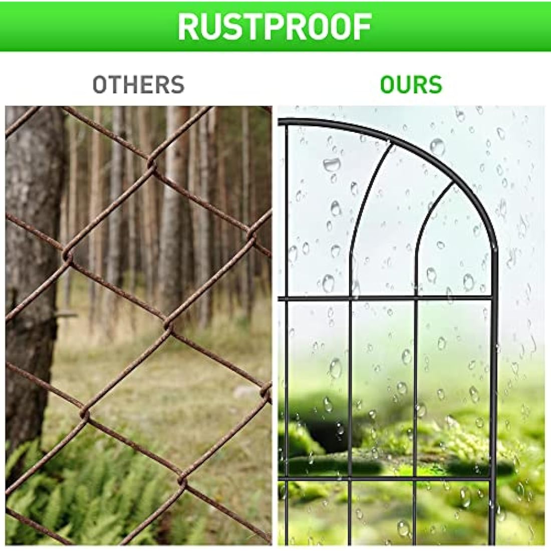 Decorative Garden Fence 10Pack, Metal Rustproof Iron Landscape Wire Folding Fencing Ornamental Panel, Outdoor Rustproof Fence Panel Animal Barrier Flower Bed Border for Patio Backyard (60CM X 330CM)