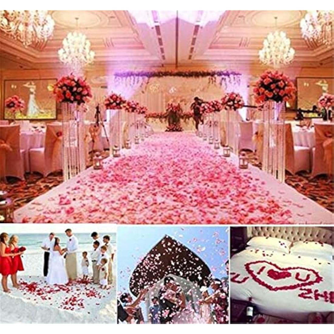 RuiChy 1000pcs Silk Artificial Rose Petals for Wedding Flowers Home Party Romantic Night Anniversary Valentine's Day, Pink White