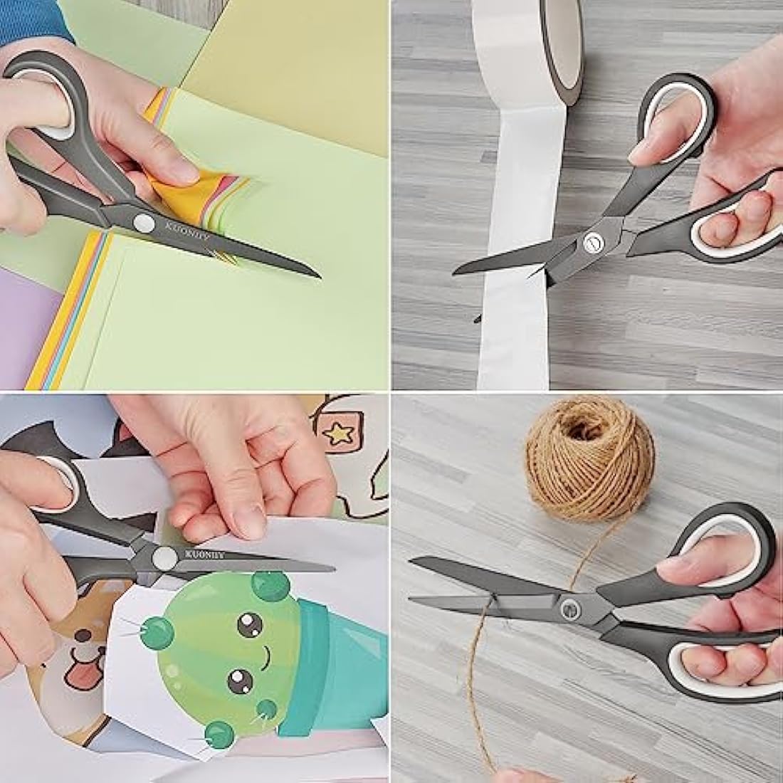KUONIIY Scissors Ultra Sharp Titanium Coating Blades Soft Comfort-Grip Handles Multi-Purpose Scissors Set of 5