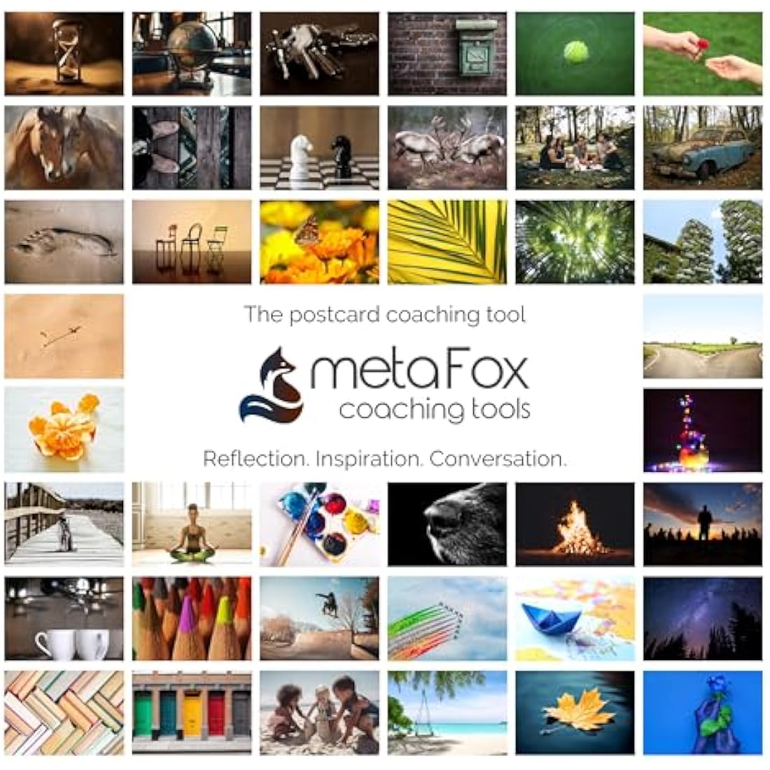 The metaFox deep pictures cards “Leadership Inside-Out” for Conscious Leadership Development & Team Building Tool | 52 Motivational, Reflection, Affirmation & Coaching Cards for Leadership Training