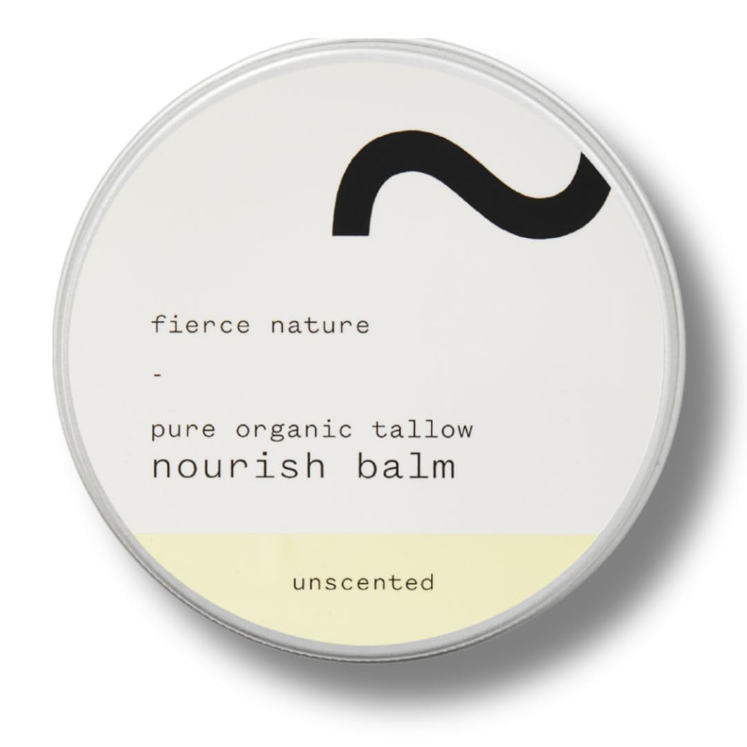 Fierce Nature Pure Nourish Tallow Balm | Organic, Vitamin-Rich Nourishing Body & Face Moisturizer | Natural, Essential Oil Free Skincare | Unscented