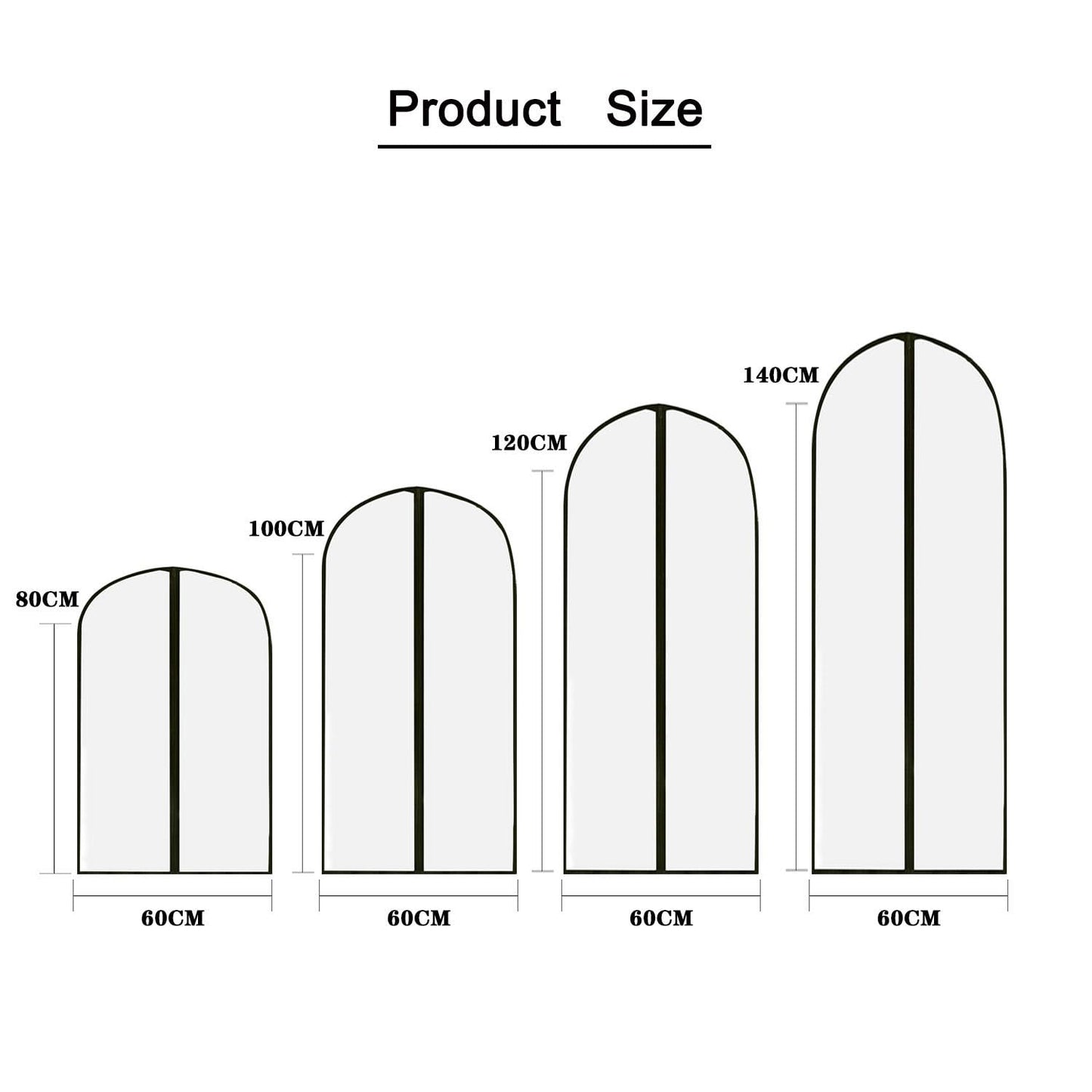 Garment Covers Dustproof Clothes Covers Moth Proof Coat Bag with Zip PEVA Translucent Dress Cover Waterproof Anti-mite Breathable Suit Protector