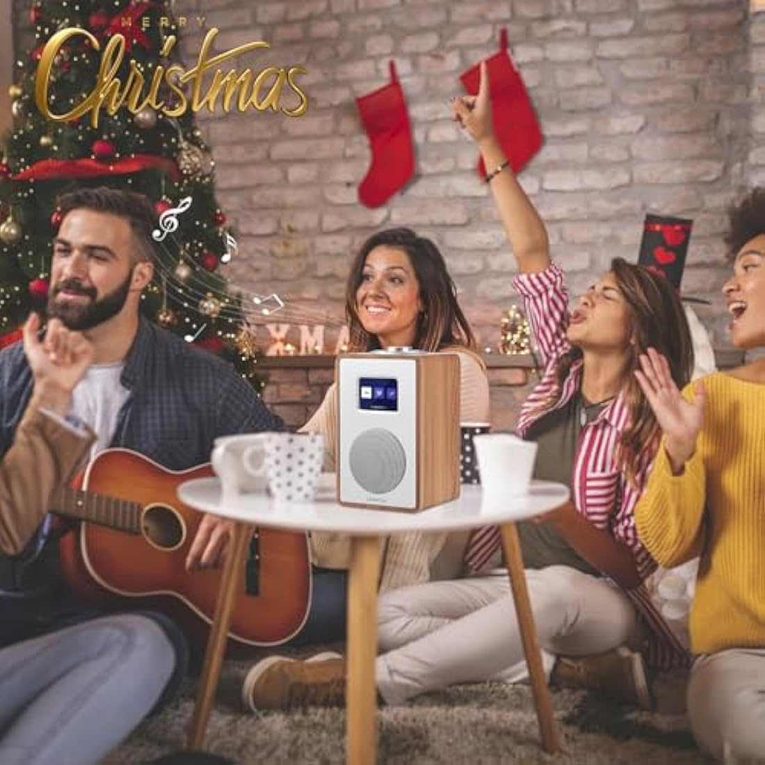 LEMEGA CR4 DAB/DAB+/FM Digital Radio with Bluetooth,Portable DAB Radio with Mains Powered,Dual Alarms Clock with Snooze,Colour Display,Wooden Effect - Walnut