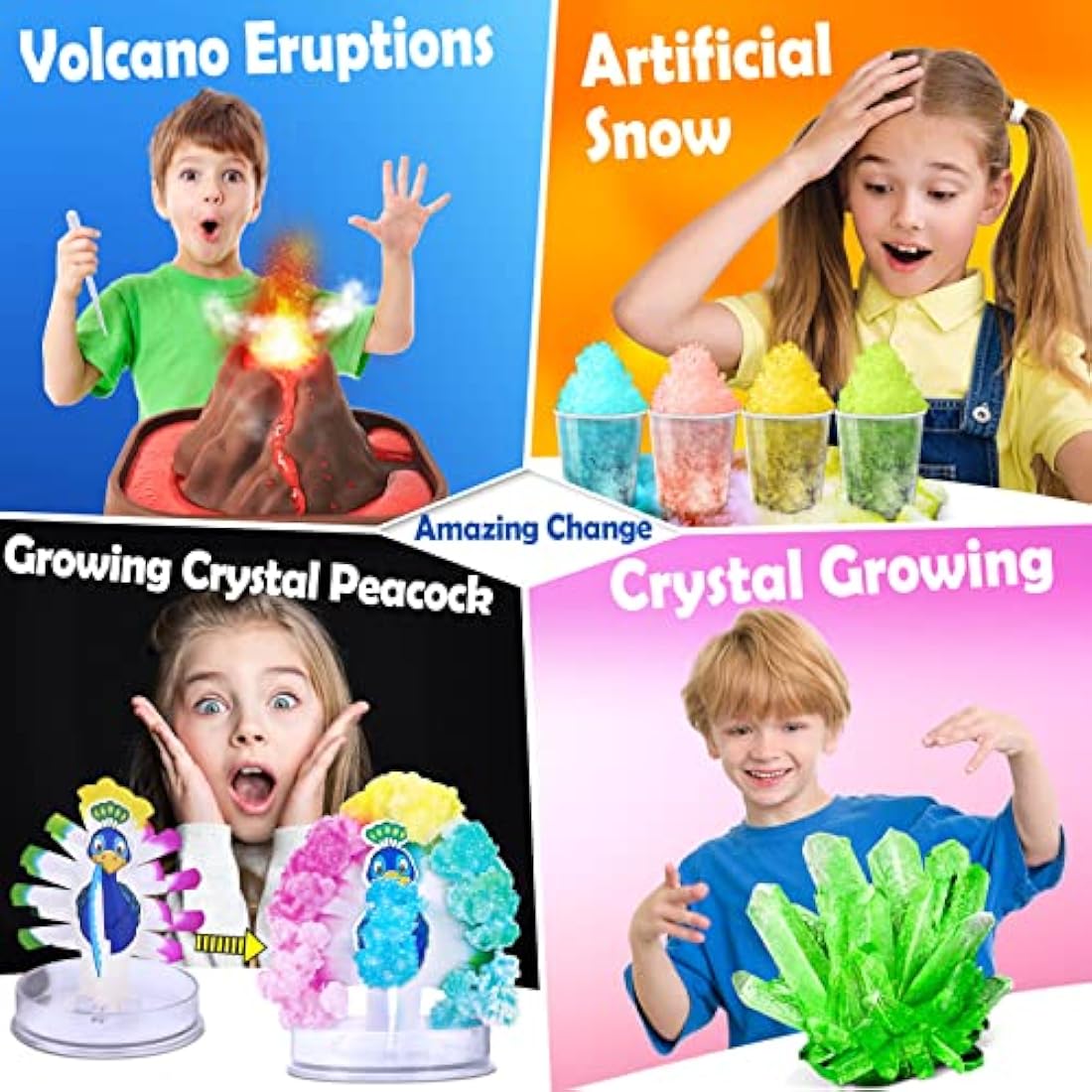 UNGLINGA 60+ Science Experiments Kits for Kids, Boys Girls Toys Gifts Science Lab Activities Educational Project with Chemistry Set, Erupting Volcano