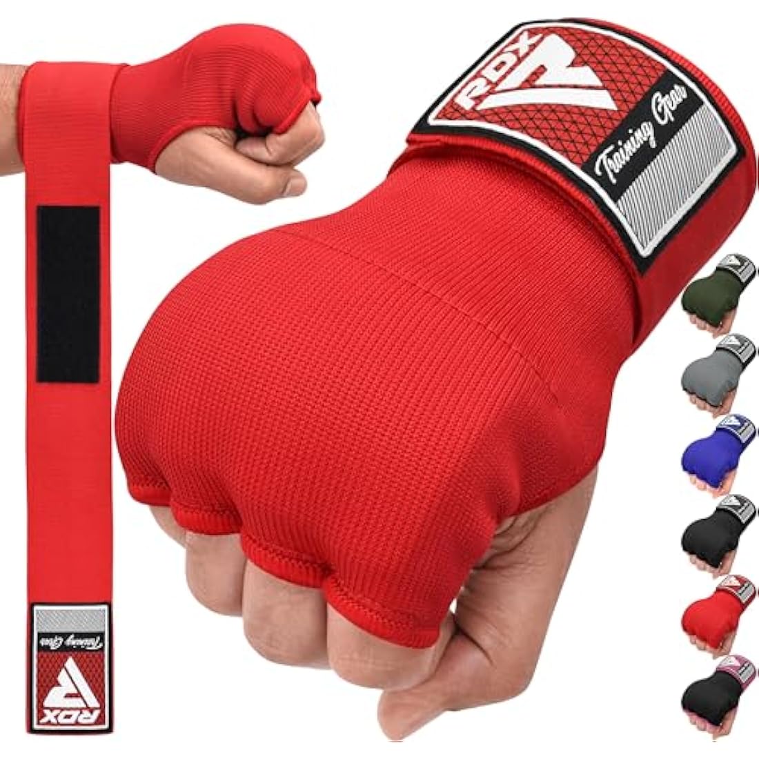 RDX Gel Boxing Hand Wraps Inner Gloves, Quick 100cm Long Wrist Straps, Elasticated, Padded Fist Hand Protection, Muay Thai MMA Martial Arts Punching Speed Bag Training Bandages, Under Mitts Handwraps
