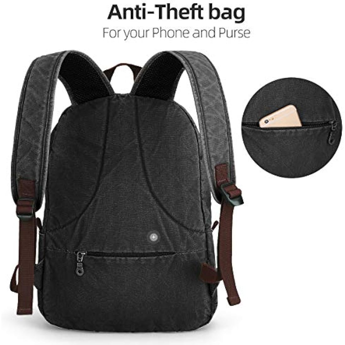 Muzee Canvas School Backpack with 15.6 inch Laptop for Men Women, Lightweight Anti-Theft Travel Daypack College Student Backpack Mit USB Charging Port