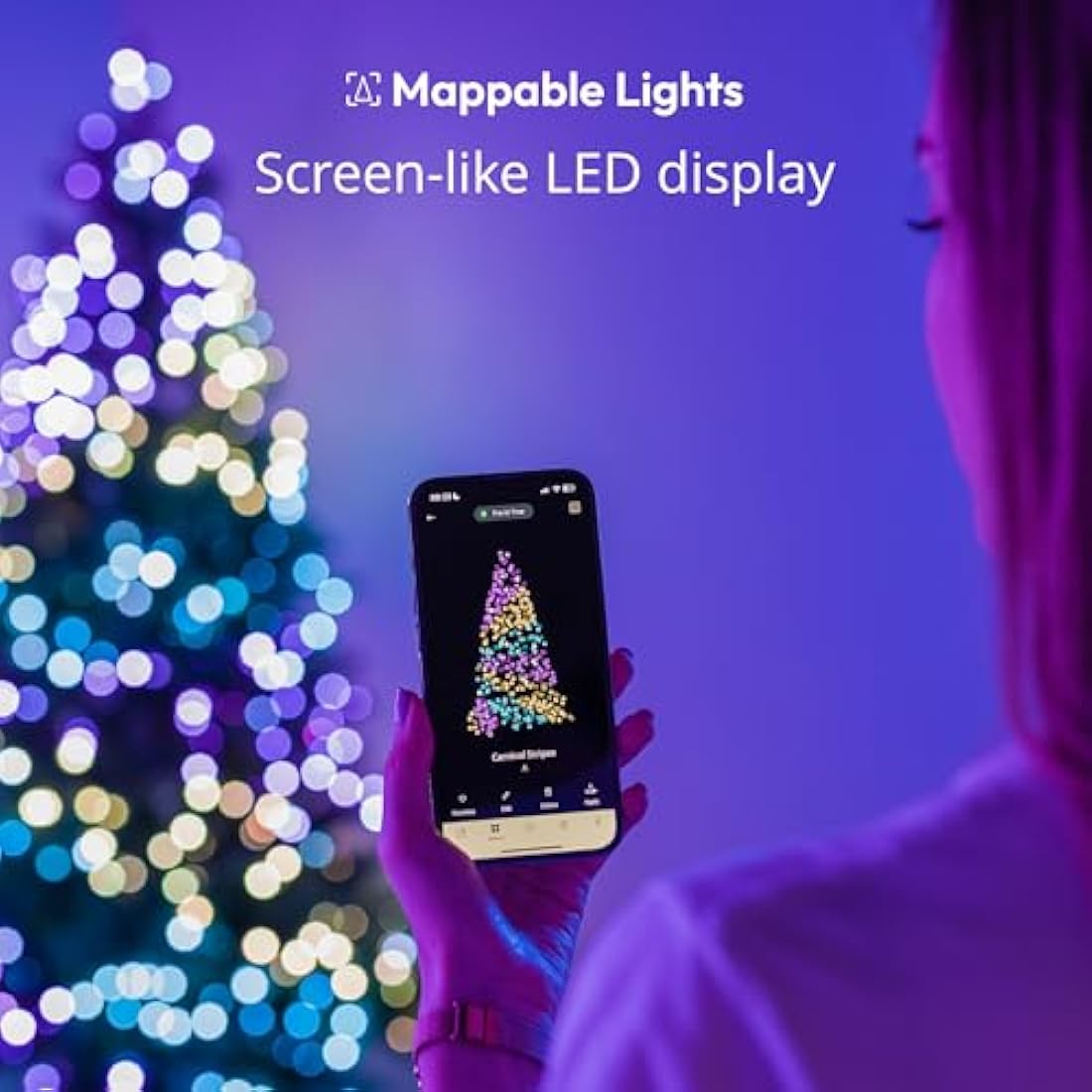 Twinkly Strings USB-C Pearls 100 LED, Pearl Shape LED Light String, Christmas Lights, RGB Multicolor LED Lights, Mappable LEDs, Compatible with Alexa, Google Home, USB-C Power, Transparent Wire, 6m