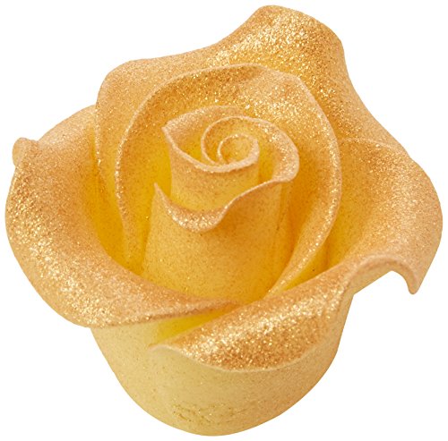 Culpitt Lustre Gold Rose Sugar Soft Edible Cupcake Decorations (Pack of 1, Total 20)