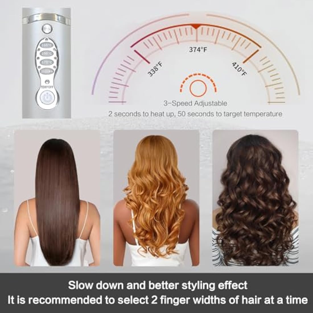 Cordless Hair Straighteners 5000 mAh Long Range Titanium Portable Flat Iron Wireless Mini Hair Straightener Curling Wand 2 in 1 Travel Straightener max. 210℃/410℉ Heats Up in Seconds