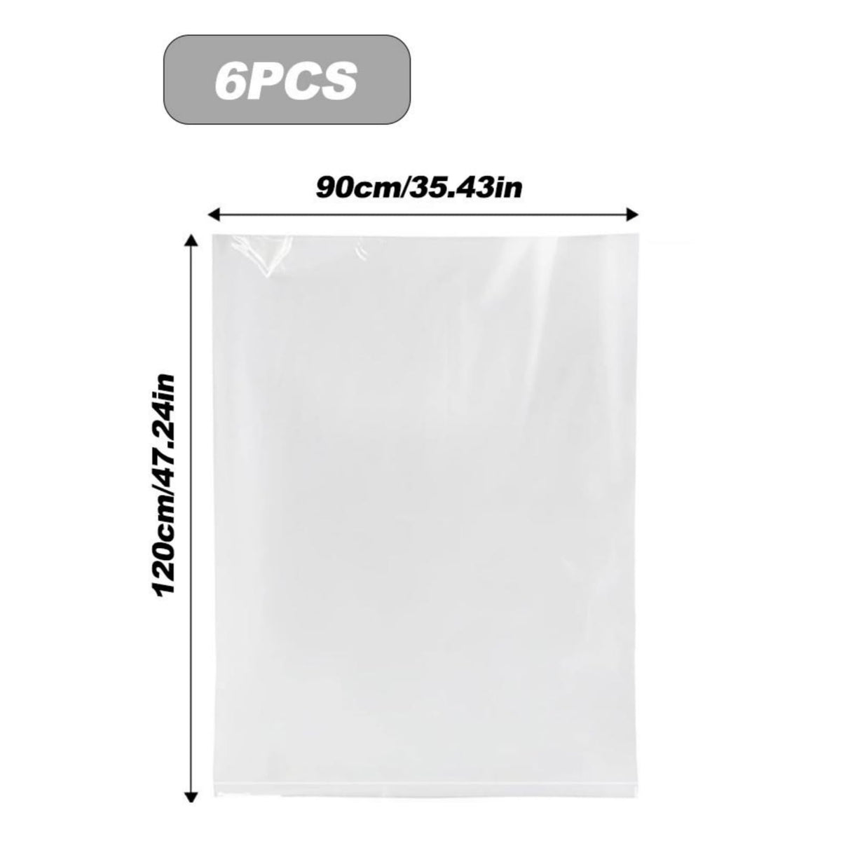 6Pcs Large Clear Plastic Storage Bags,90x120cm,Suitcase Storage Bags