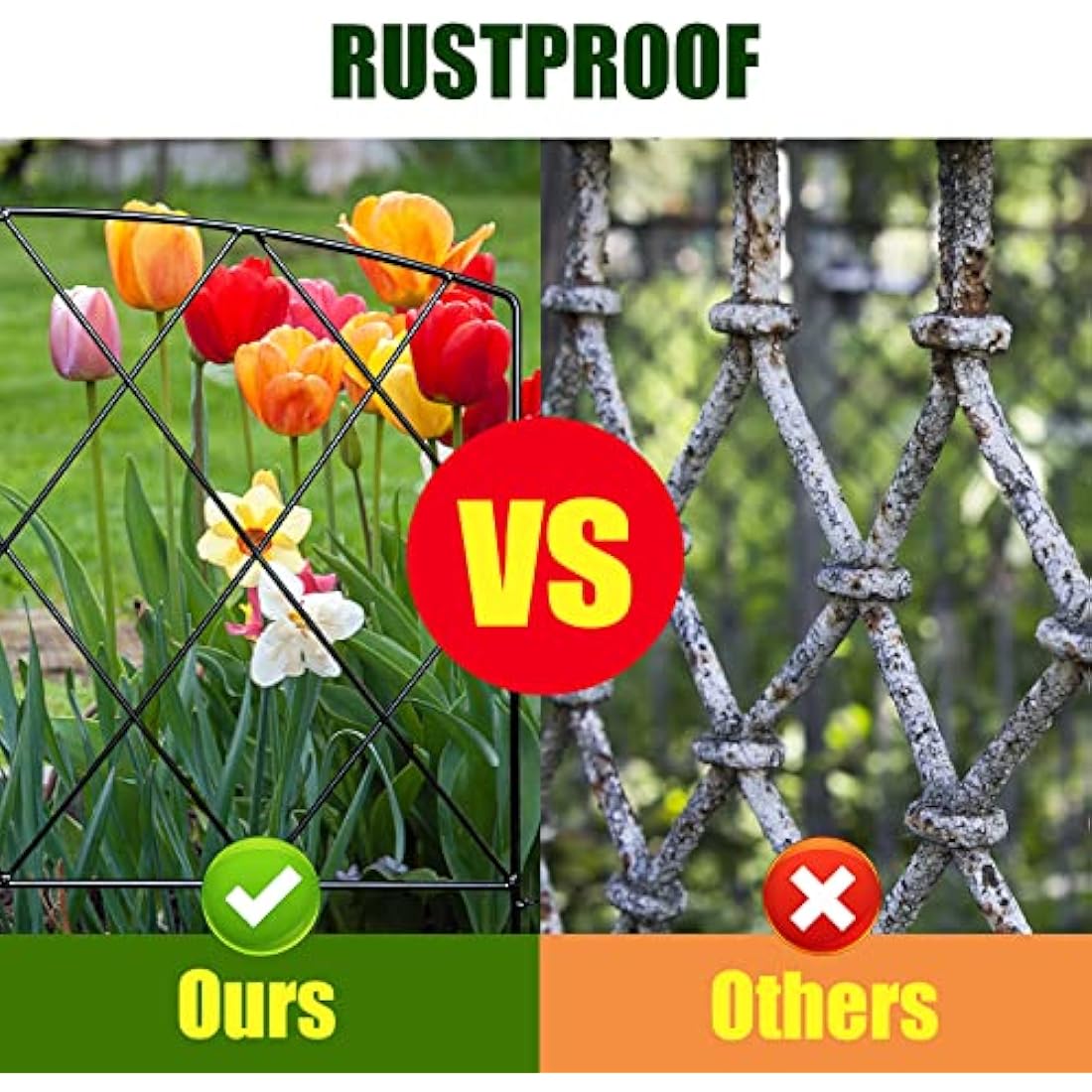 Thealyn Decorative Garden Fence 60cm (H) x 3m (L) Rustproof Metal Fence Panels No Dig Fence for Dogs Yard Patio Animal Barrier Flower Bed