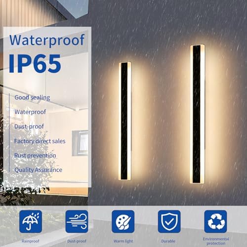 Modern 120cm Outdoor Wall Light, 2pack 42W 3000k Warm White LED Outdoor Long Wall Light, Acrylic IP65 Waterproof Wall Mounted Fixture for Corridor, Villa, Balcony, Patio