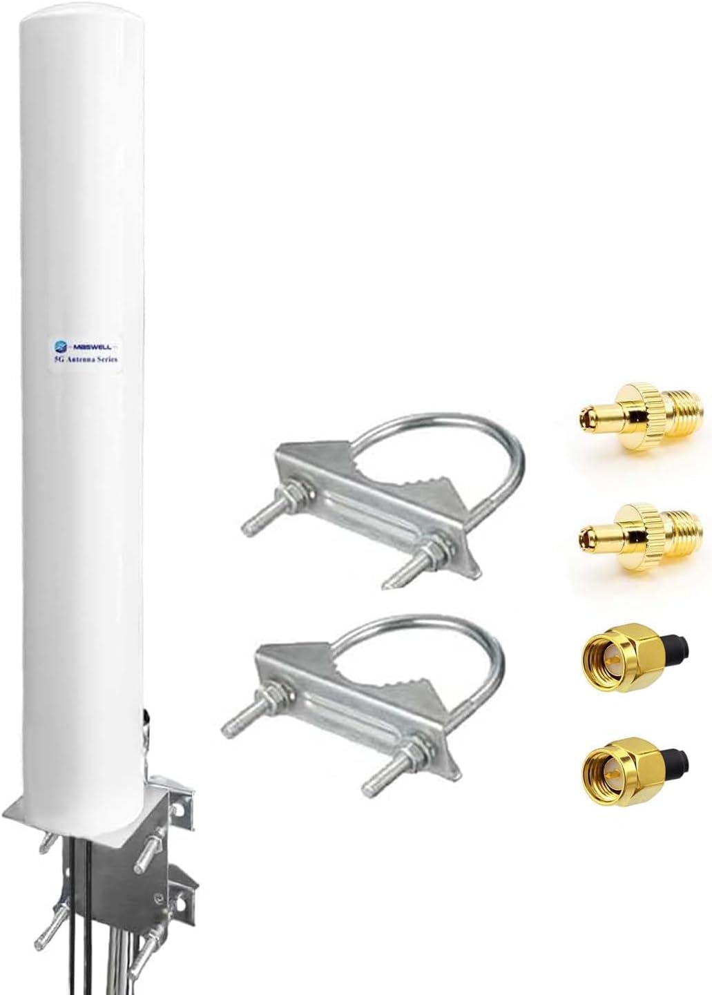 Maswell 5G 4G LTE Antenna Outdoor, 2X2 MIMO 700-6000MHz, Up to 4.5 dBi Cellular External Antenna SMA Male with TS9 and RP-SMA, compatible with Three