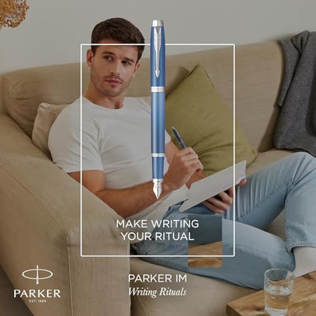 Parker IM Writing Rituals Fountain Pen | Peaceful Blue Finish with Gradient & Chrome Trims | Fine Nib | Blue Ink | Gift Box
