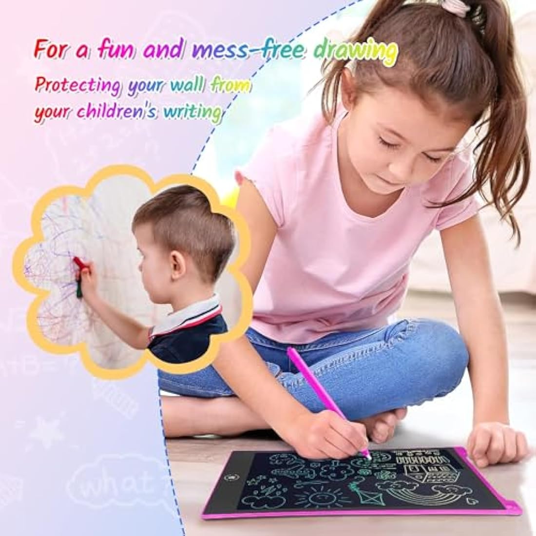 TECJOE 2 Pack LCD Writing Tablet, 10 Inch Colorful Doodle Board for Kids, Electronic Drawing Tablet Drawing Pads,Kids Travel Games Activity for Learning,Gifts for 3–6-Year-Old (Dark Blue and Magenta)