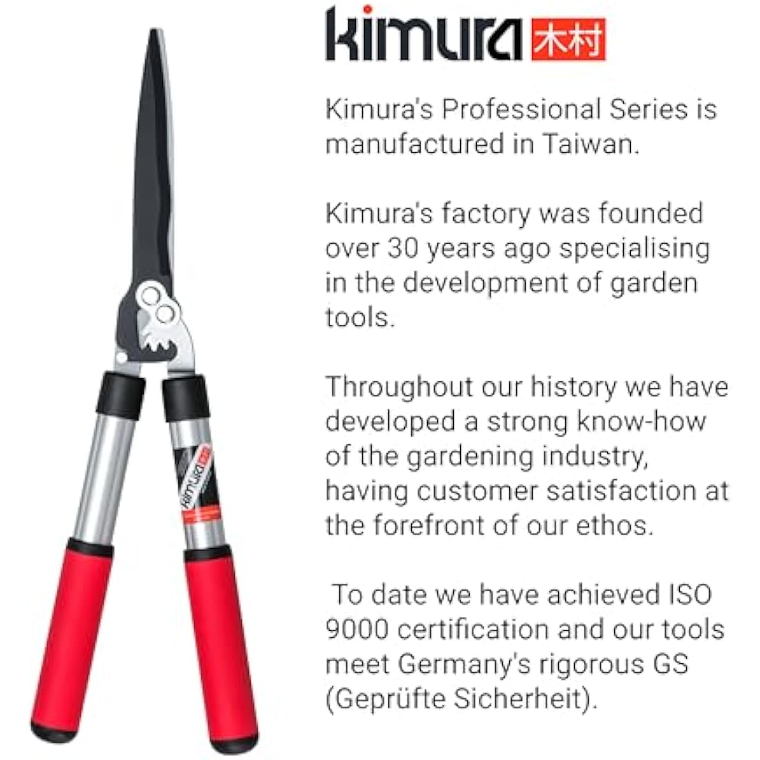 Kimura® Pro Heavy Duty Garden Shears - Premium Hedge Shears with Patented Gearing Technology, Ultra Lightweight Aluminium Handles, Japanese SK5 Steel Blades, Ideal Shears for Gardening - 560mm