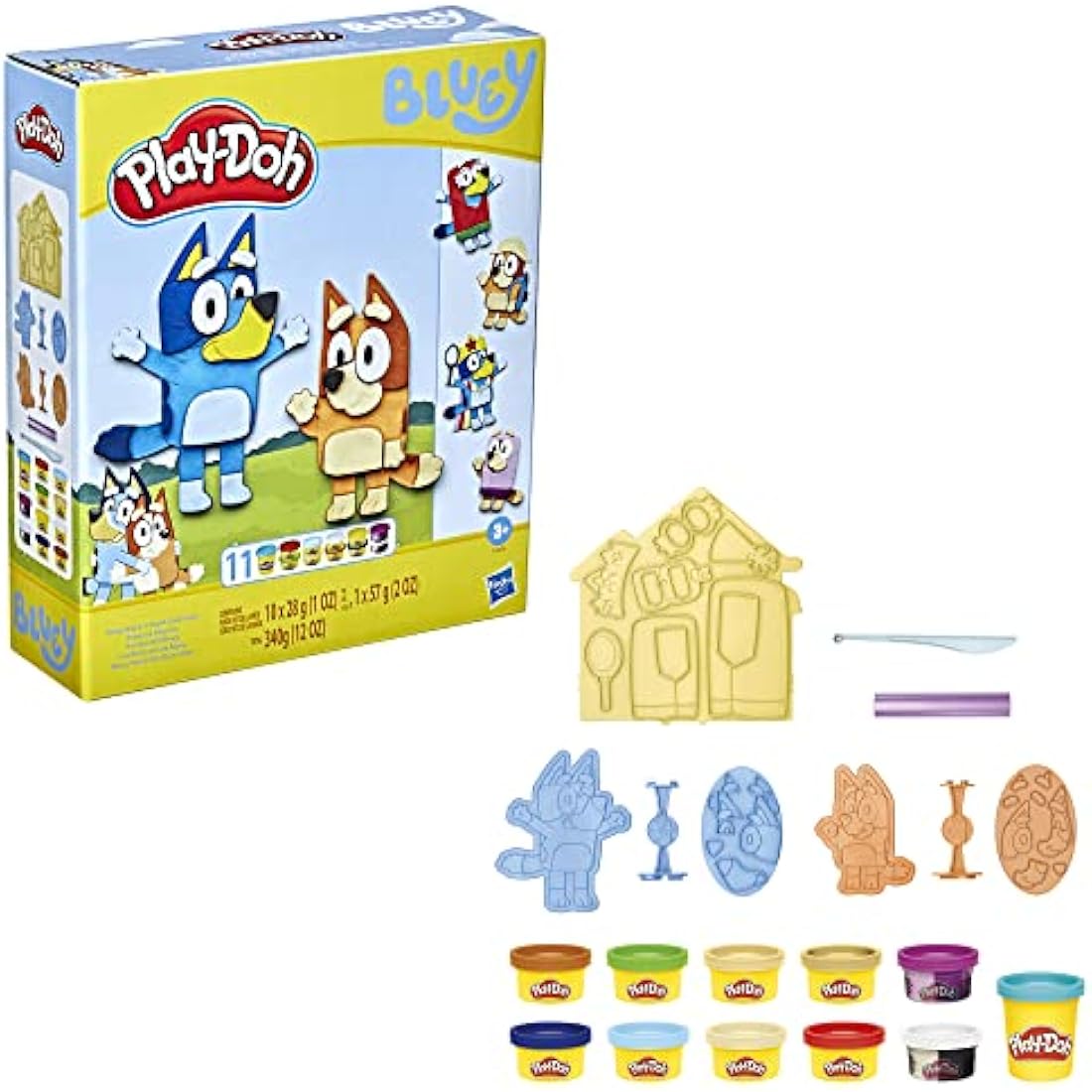 Play-Doh Bluey Make ’n Mash Costumes Playset for Toddlers, Non-Toxic Modelling Compound Set with 11 Cans, Creative Toys for 3+ Year Old Kids