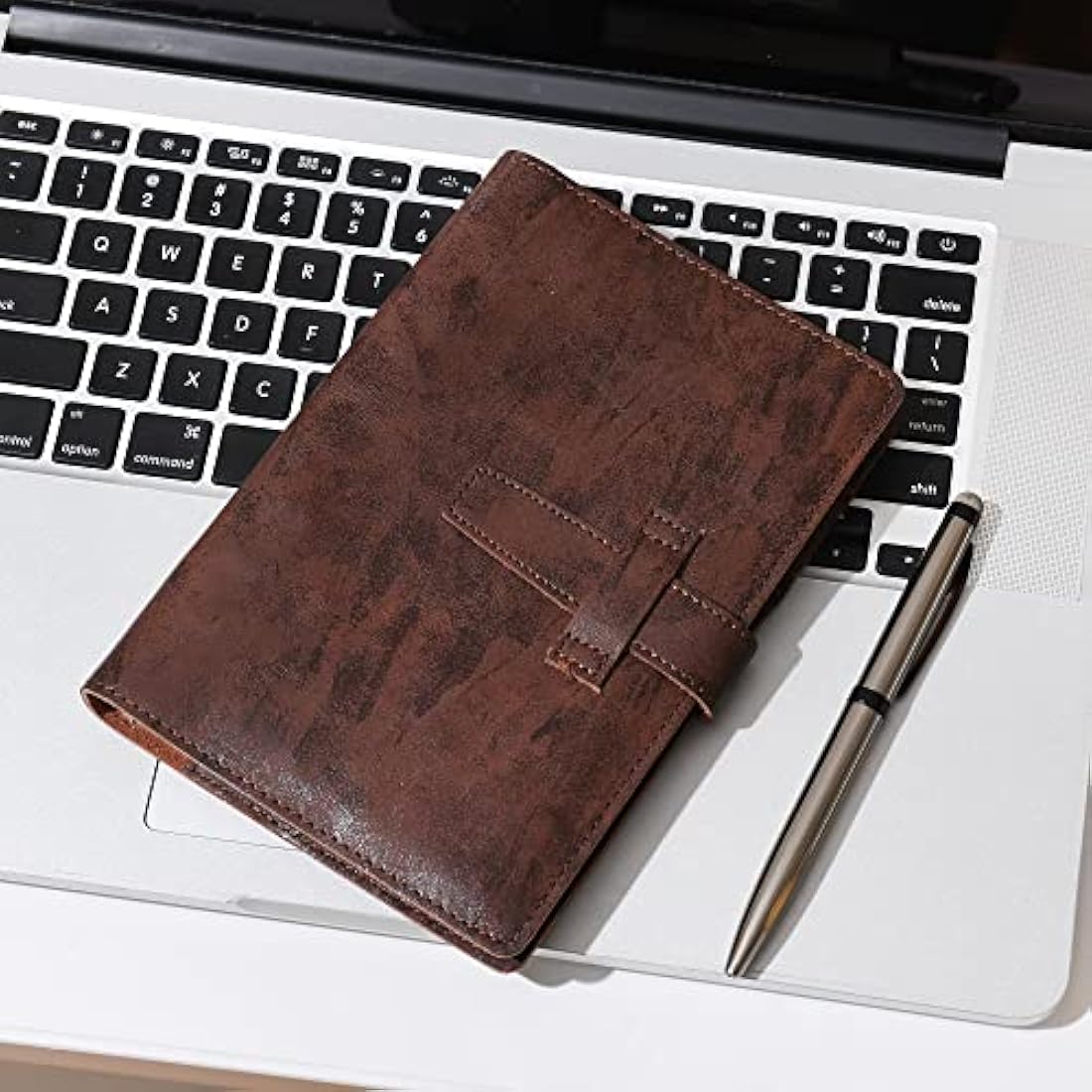 Wonderpool Leather Diary 6 Ring Binder Folder Organiser with Dotted Paper Refillable Writing Notebook & Multi Pockets Cover for Business Study Travel (A6, Coffee)