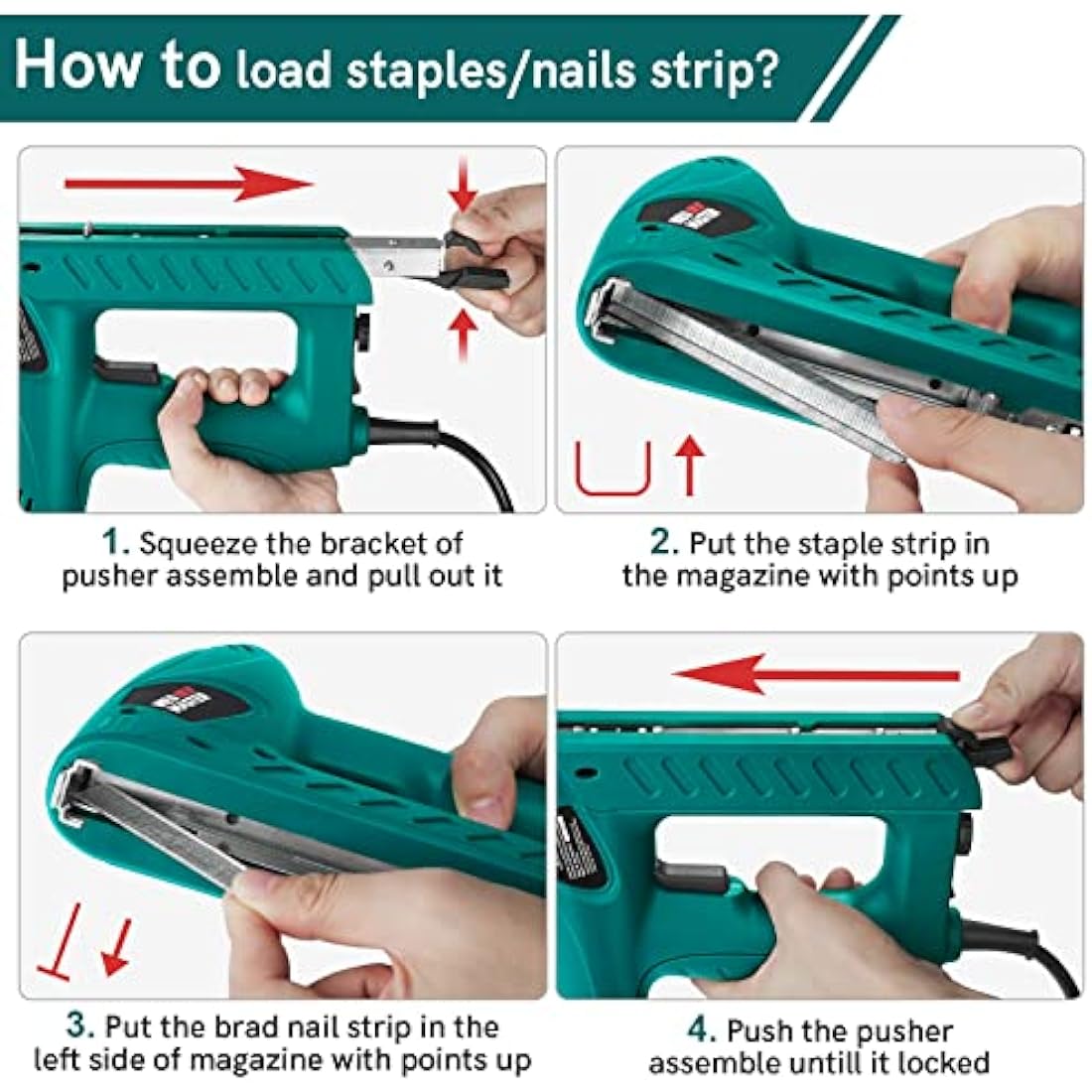 NEU MASTER Electric Brad Nailer, Staple Gun PLD6013 with Contact Safety and Power Adjustable Knob for Upholstery and Home Improvement
