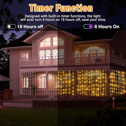 yowin 2 Pack Curtain Lights 600 LED 6m x 3m Gazebo Lights Mains Powered with Timer, 8 Modes Curtain Fairy Light Outdoor Waterproof Wall Hanging Light for Pergola Indoor Bedroom Wedding Decorations