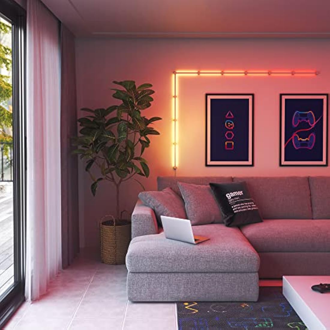 Nanoleaf Lines 90 Degrees Expansion Pack, 3 Additional Smart Light Bars LED RGBW - Backlit Modular Wi-Fi Colour Changing Wall Lights, Works with Alexa Google Apple Homekit, Decor & Gaming