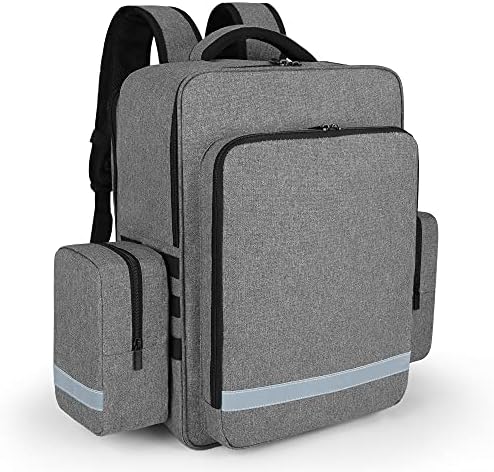 Trunab Emergency Medical Backpack Empty, First Responder Trauma Bag with Detachable Side Pockets and Anti-Slip Bottom for EMT, Paramedic, Nurses, Tactical Medics, Home Care, Bag Only