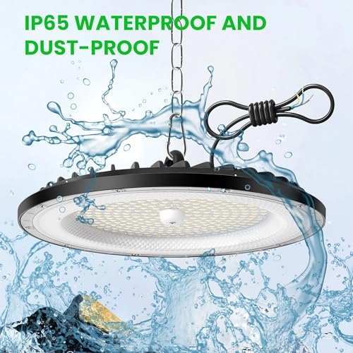 6 Pack 100W UFO LED High Bay Light 15000LM, 6000K Super Bright Workshop Lighting, IP65 Waterproof LED Garage Industrial Lights, Commercial Bay Lighting for Workshop, Warehouse, Garage, Factory