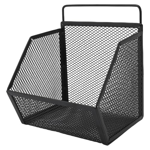 Tnfeeon Wall Mounted Wire Basket, Strong Adhesive, Sturdy Metal Structure, 11lb Capacity, Open Wire Design, Kitchen or Bedroom, Compact 13.2x10x15cm