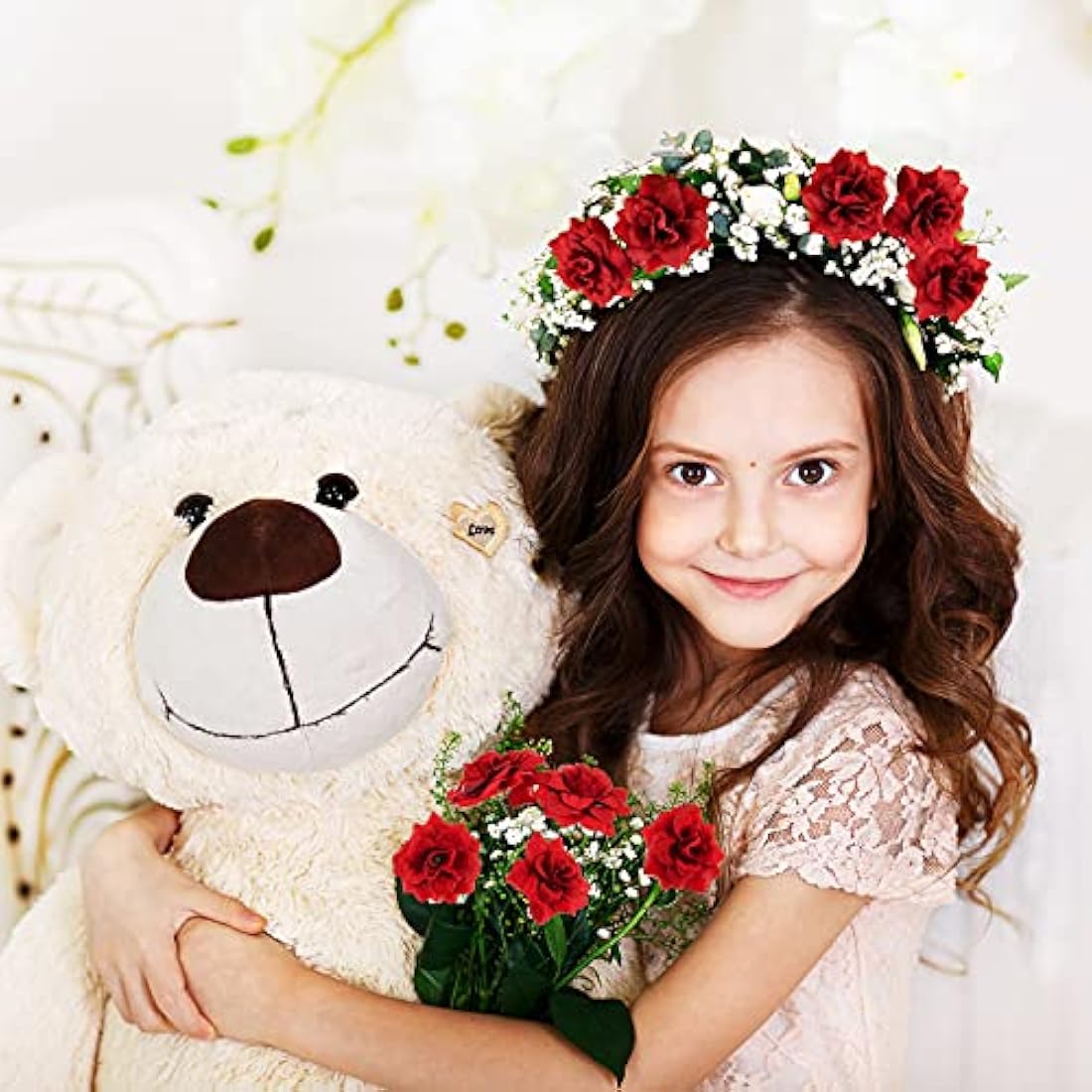 Syhood 100 Pieces 1.77" Red Artificial Roses Head Bulk Small Silk Fake Rose Buds for Decoration, DIY Crafts, Wedding Centerpieces Bridal Shower Party Home Garland Decor
