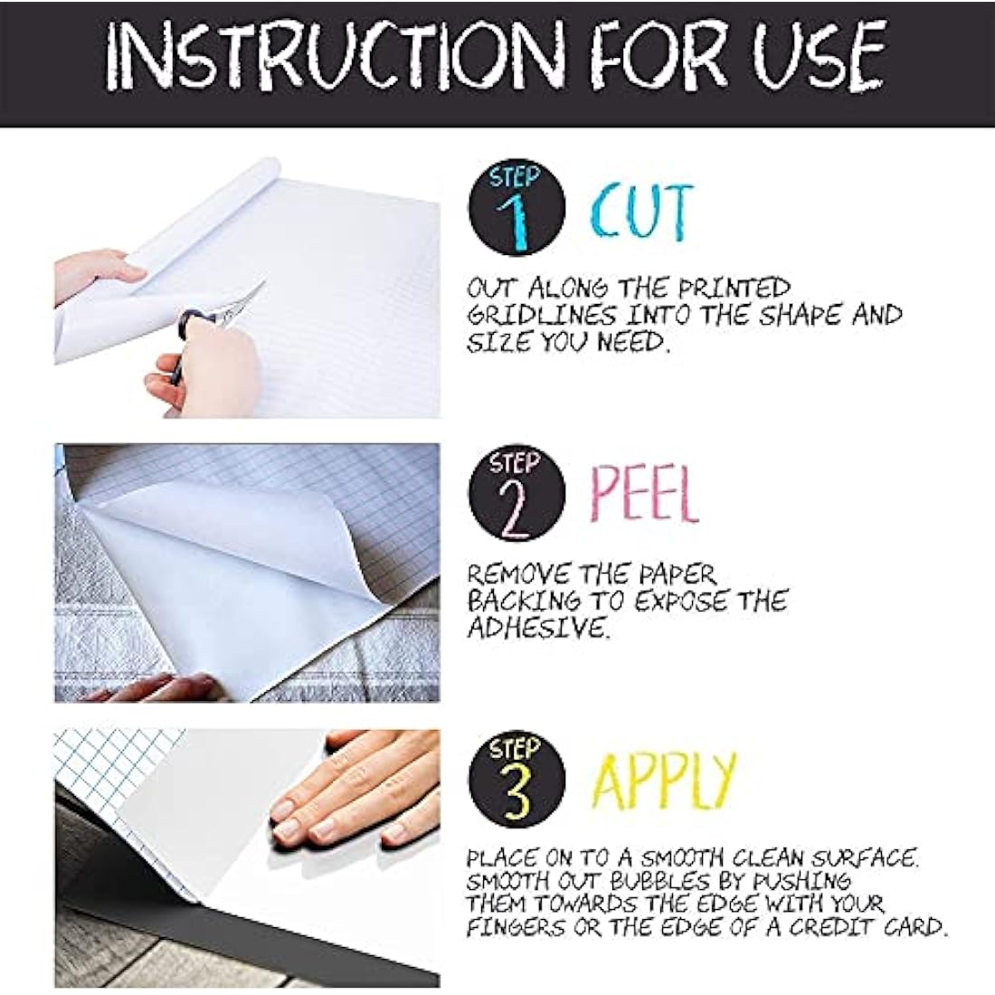 Whiteboard Paper Sticker Roll 44 x 200cm (17.3" X 78.7") DIY Self-Adhesive Dry Erase Paper Film Chalkboard Wallpaper for Home Office School Memo