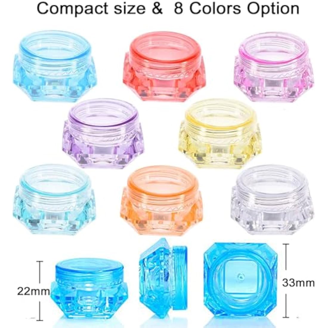 Alledomain 40 PCs 5 Ml Empty Clear Plastic Cosmetic Containers Diamond Shape with 3 PCs Mini Spatula