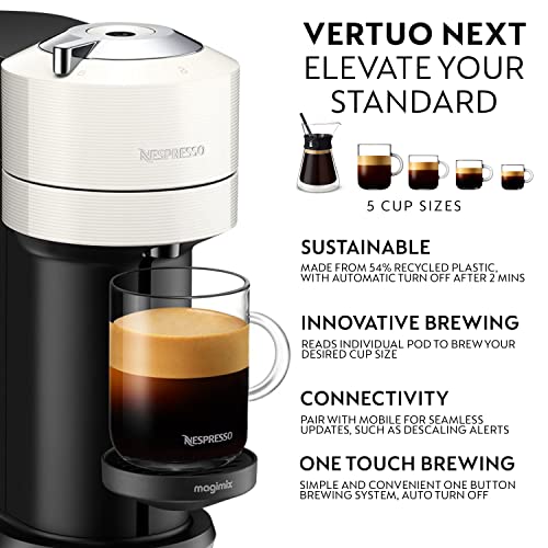 Nespresso Vertuo Next 11706 Coffee Machine by Magimix, Contrast White