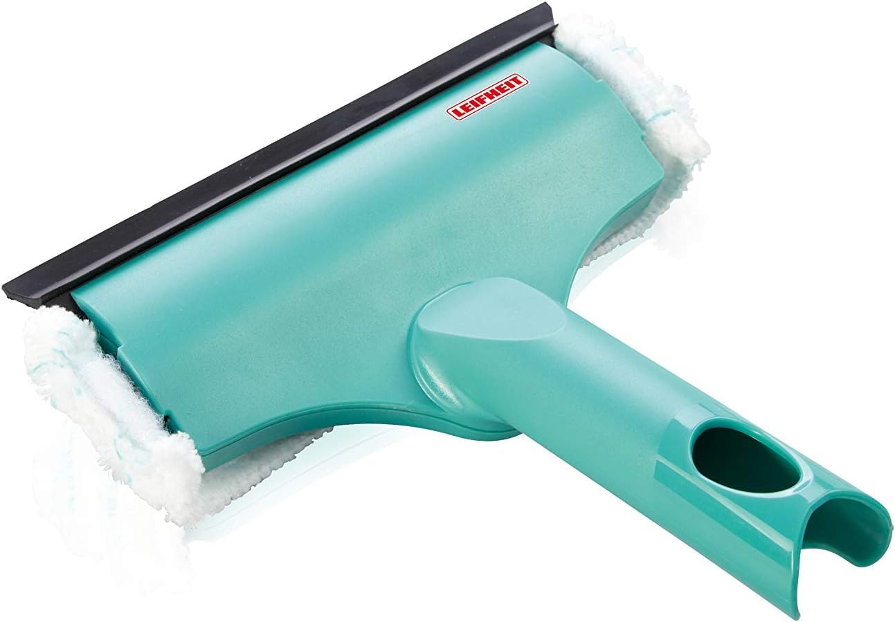 Leifheit 3-in-1 Mini Window Cleaner with Microfibre Fleece, Window Squeegee and Frames, Squeegee with Compatible with Click-System Handle, 20 cm