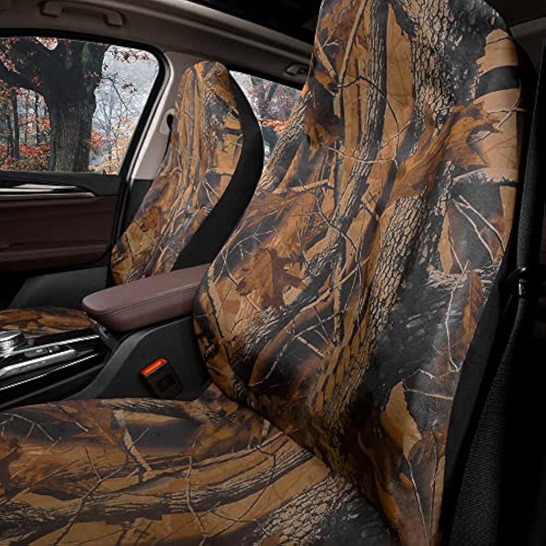 TOYOUN Camo Universal Front Car Seat Covers Waterproof Highback Bucket Design -Fit Most Cars, Trucks, SUVS, Vans 2 PCS Auto Fabric Covers Camouflage Forest Pattern Car Seat Protector